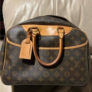 Louis Vuitton Deauville Monogram Coated Canvas Duffel Bag in Brown and Tan